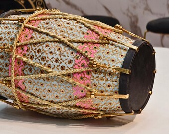 Professional Dholak: Seasoned Sheesham Wood, Carving Design, Golden Nut Tuning