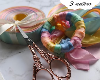 Nastro da sposa rotondo personalizzato – Alternativa al lancio del bouquet con chiusura a scatto in raso (3 metri)