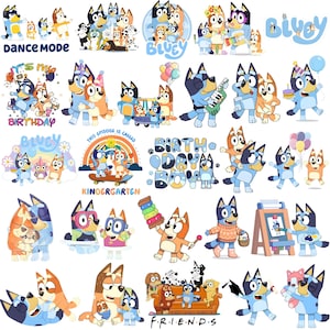 Blauer Hund-Svg-Png-Bundle, blaue Hundefamilie-Png-Bundle, blauer Hund-Geburtstag-Png, blauer und brauner Hundefreunde-Bundle, digitaler Download