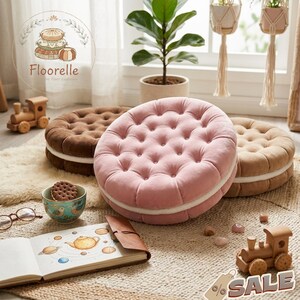 Cojín redondo para suelo con diseño de galletas / Cojín de meditación / Cojín para sofá de suelo / Cojín para banco / Decoración del hogar hecha a mano / Regalo para el Día de la Madre