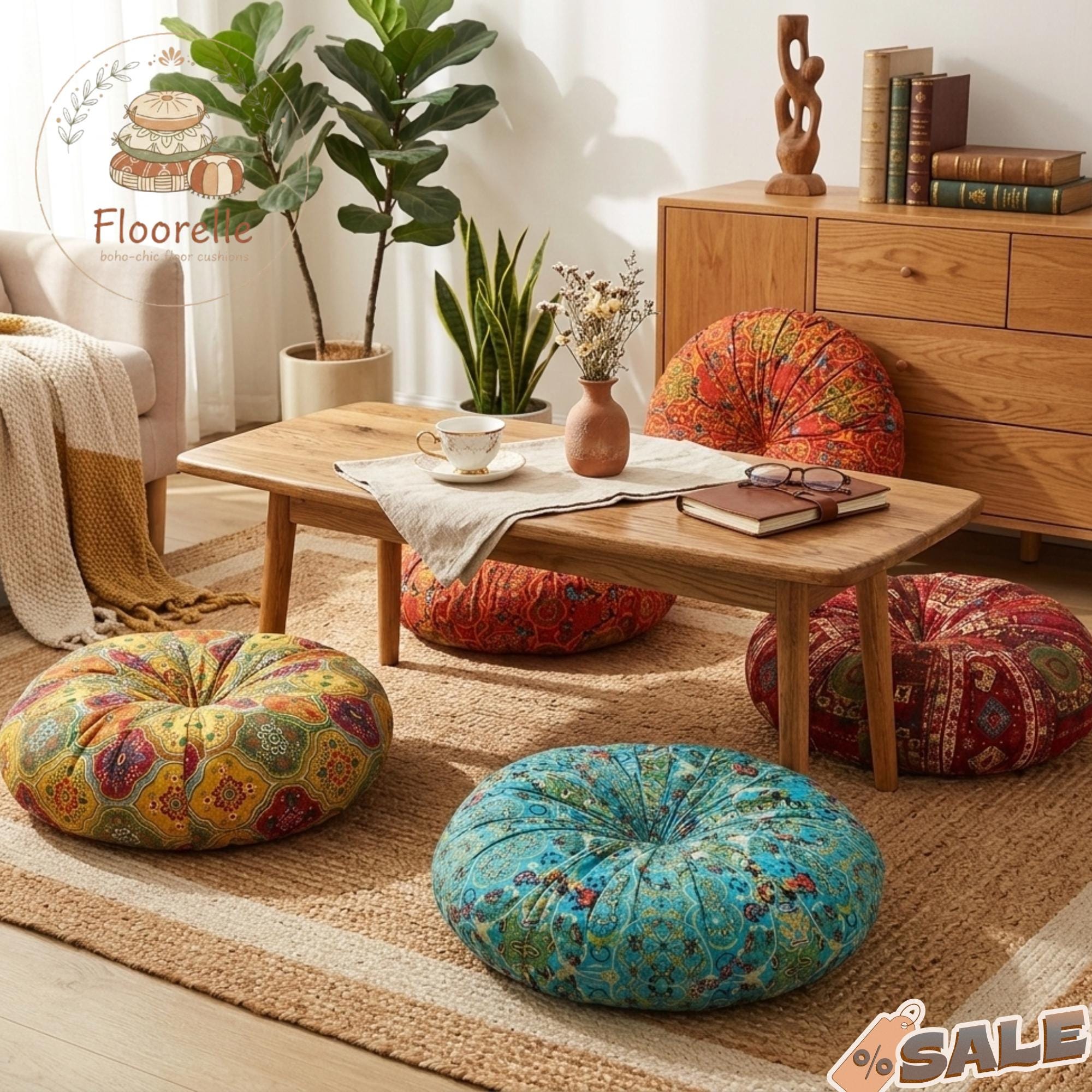 Taie d'oreiller ronde de style indien mandala housse de coussin de
