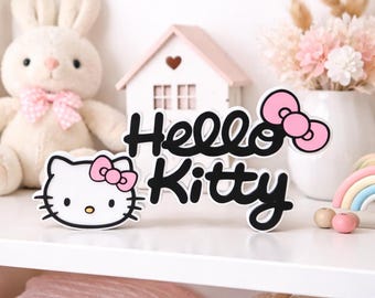 Hello Kitty Decor, Kawaii Room Decor, Cute Desk Decor, Hello Kitty Sign, Pink Aesthetic Decoration, Gift for Her, Sanrio Inspired