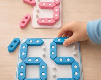 Montessori Number Builder Math Toy Numbers 0-9 and 00-99 Educational Toy for Kids Preschool Learning Toy Homeschool Math Toy