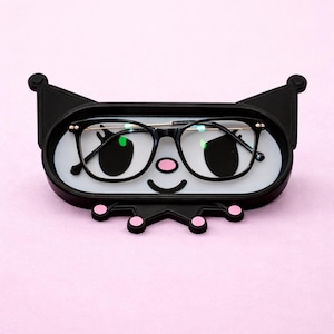 Kawaii Goth Cat Glasses Holder – Cute Aesthetic Desk Decor – Kuromi Inspired Style – Gift for Her image 2