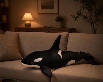 Lifelike Orca Whale Plush Stuffed Sea Animal Doll Kids Birthday Gift