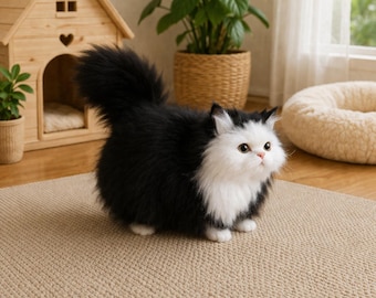 Realistische pluche kat, zacht gesimuleerd kitten, knuffelcadeau voor kinderen en meisjes, verjaardagscadeau, Valentijnscadeau