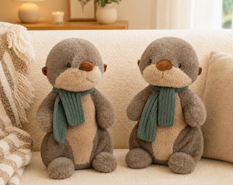Plush Otter Throw Pillow Soft Toy for Home Office Baby Gift