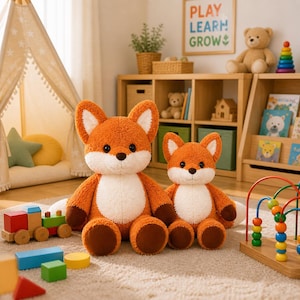 Fluffy Fox Plush Toy Soft Orange Stuffed Animal Cartoon Doll Baby Gift