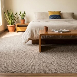Handmade Wool Loop Rug, Neutral Beige Carpet, Minimalist Area Rug, Modern Textured Rug, Soft Handwoven Floor Mat, Living Room Decor.