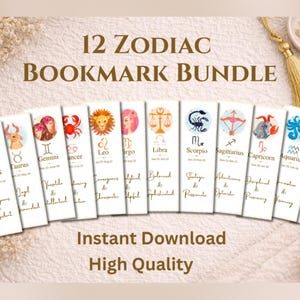 12 Sternzeichen Lesezeichen, Aquarell Astrologie Zeichen (Digitaler Download)