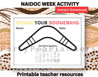 NAIDOC Week Activity | Design Your Own Boomerang Worksheet | Aboriginal Symbols Printable | Indigenous Classroom Resource | A4 PDF Download