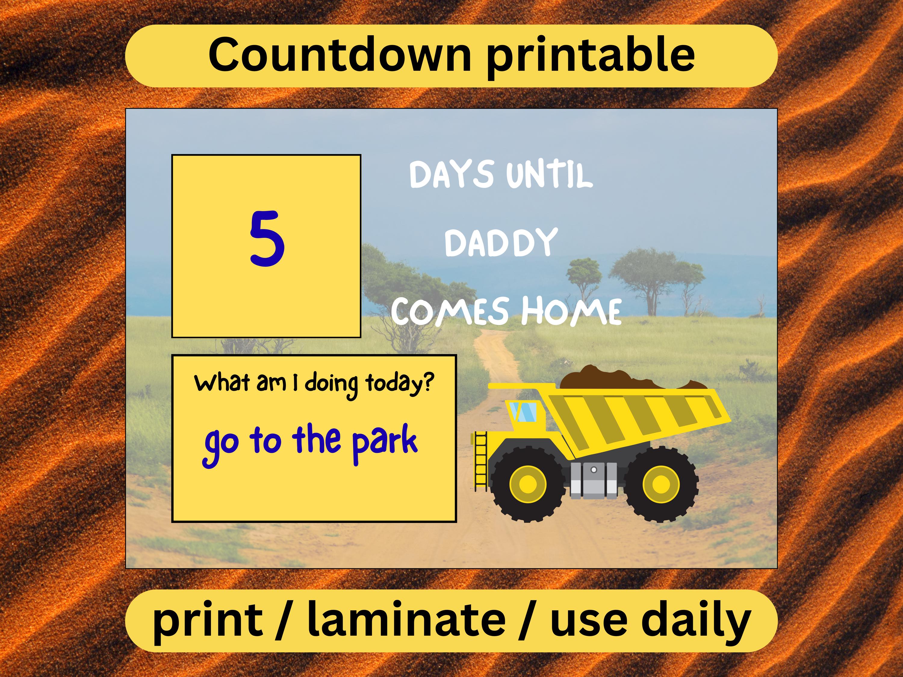 FIFO Dad Countdown Printable – Mining Truck Countdown for Kids ...