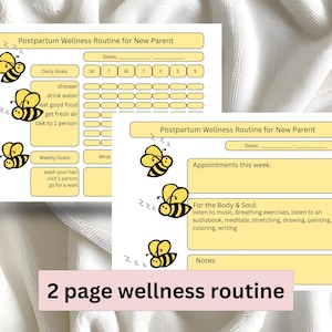 Routine tracker for new mother's wellness checklist new parent mental health printable daily and weekly goal setting bees printable