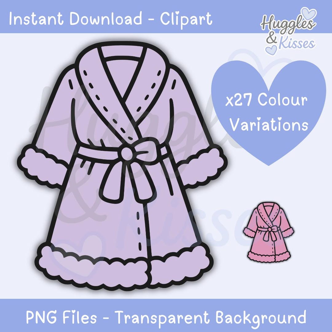 Fluffy Robe Animation 27 Fluffy Dressing Gown Clipart PNG Bundle | Cute Bathrobe Doodle ...
