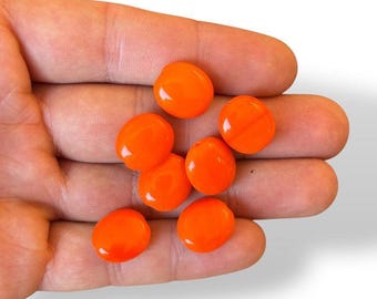 Perles de verre tchèques plates rondes orange vif, Accessoires pour fabrication de bijoux