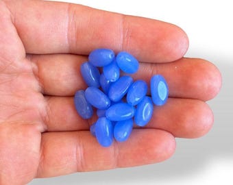 Capsule ovale bleu vif, perles de verre tchèques, pervenche translucide fourniture de fabrication de bijoux à monter soi-même