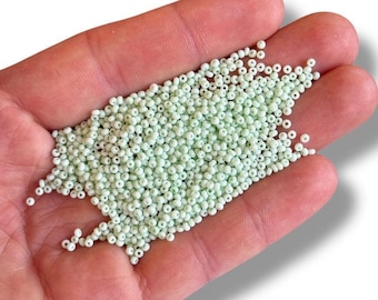 Perles de rocaille en verre tchèque vert menthe pâle, taille 11/0, Accessoires pour fabrication de bijoux