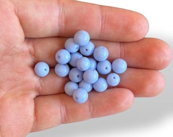 Perles rondes en verre tchèque bleu clair, perles d'espacement pervenche pastel, accessoires pour fabrication de bijoux DIY