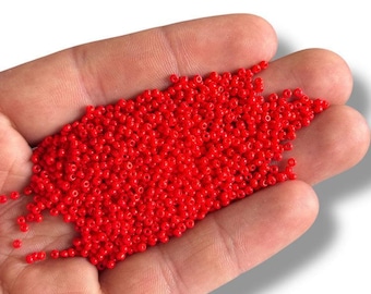Perles de rocaille en verre tchèque rouge vif, minuscules accessoires de fabrication de bijoux 11/0