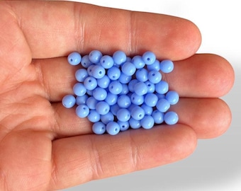 Perles rondes en verre tchèque bleu clair pour la fabrication de bijoux, petits accessoires de bricolage
