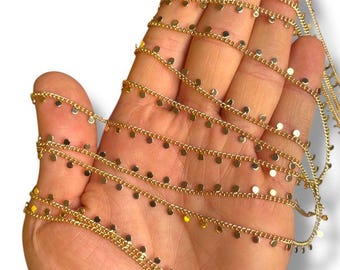 Chaîne satellite disque plaquée or, fournitures créatives scintillantes délicates, fabrication de bijoux DIY