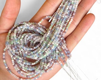 Chapelet de perles de verre en cristal à facettes pastel, petites perles scintillantes de 3 mm pour la fabrication de bijoux