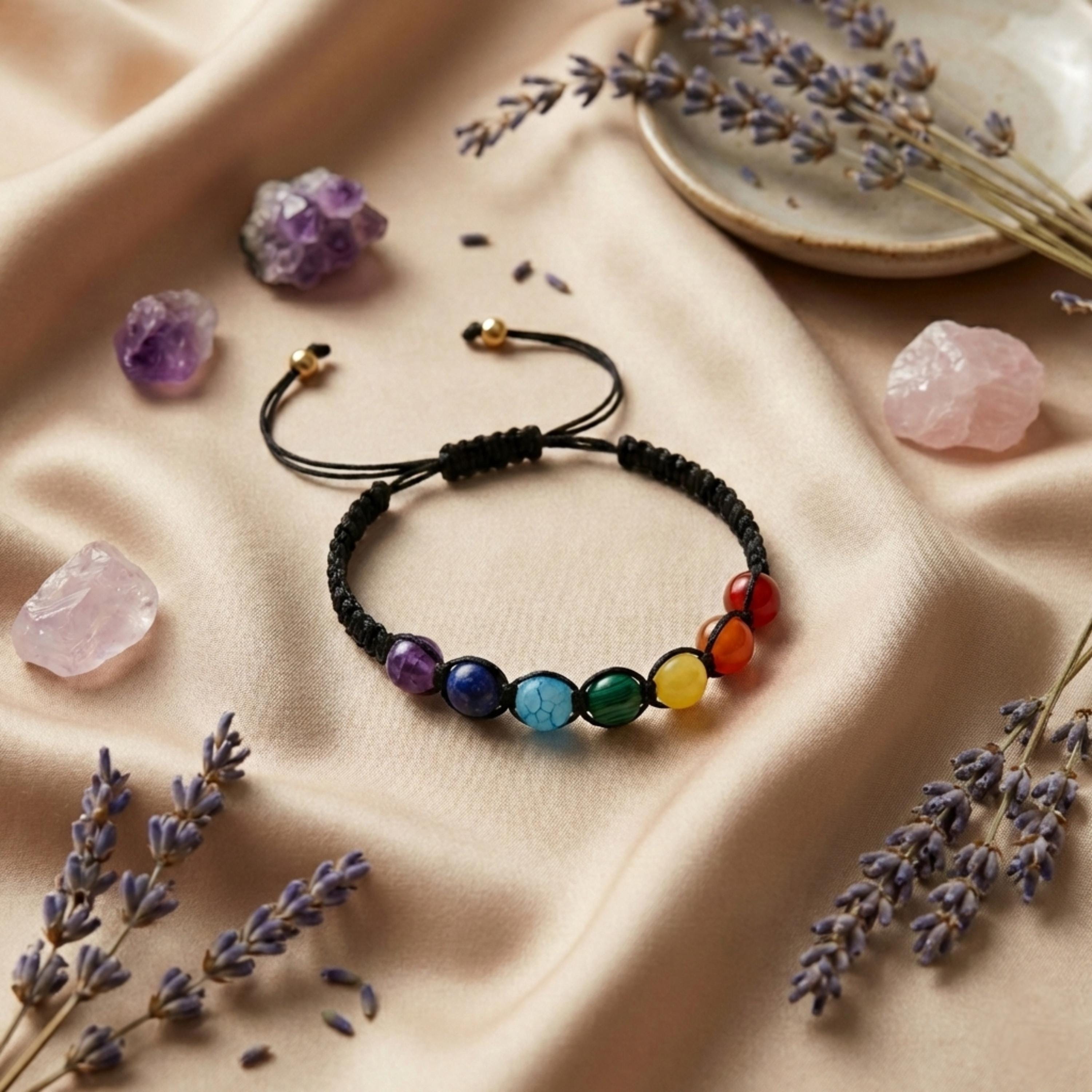 Bracciale 7 Chakra In Pietre Naturali Lava Beads, Unisex, Regolabile, Con Ciondolo Albero Della Vita, Per Yoga E Meditazione