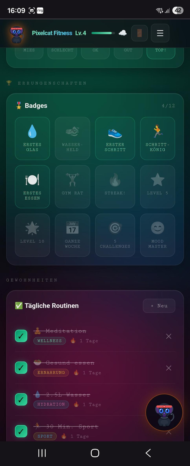 Gui Exercises In Html And Javascript Gamified Fitness Planner With Virtual Pet | Habit Tracker | Wellness ...