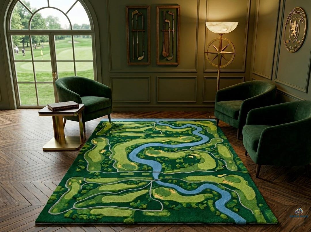 Golf Ramp Rug Hand-tufted Golf Course Landscape Rug – Luxury Wool Fairway Area Carpet ...