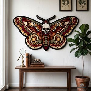 Tapis Tête de Mort, Tapis gothique en laine tufté à la main, Tapis crâne, Décoration Dark Academia, Dimensions sur mesure