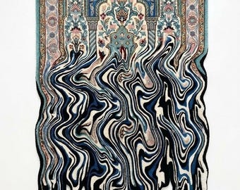 Melting Handmade Style Rug, Surreal Hand Tufted Carpet, Abstract Statement Floor Decor