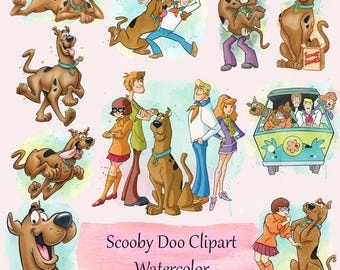 Cartoon Dog Watercolor PNG Clipart, Cricut file, Digital Download, T-Shirt Design, Cut file, Silhouette, Retro Cartoon