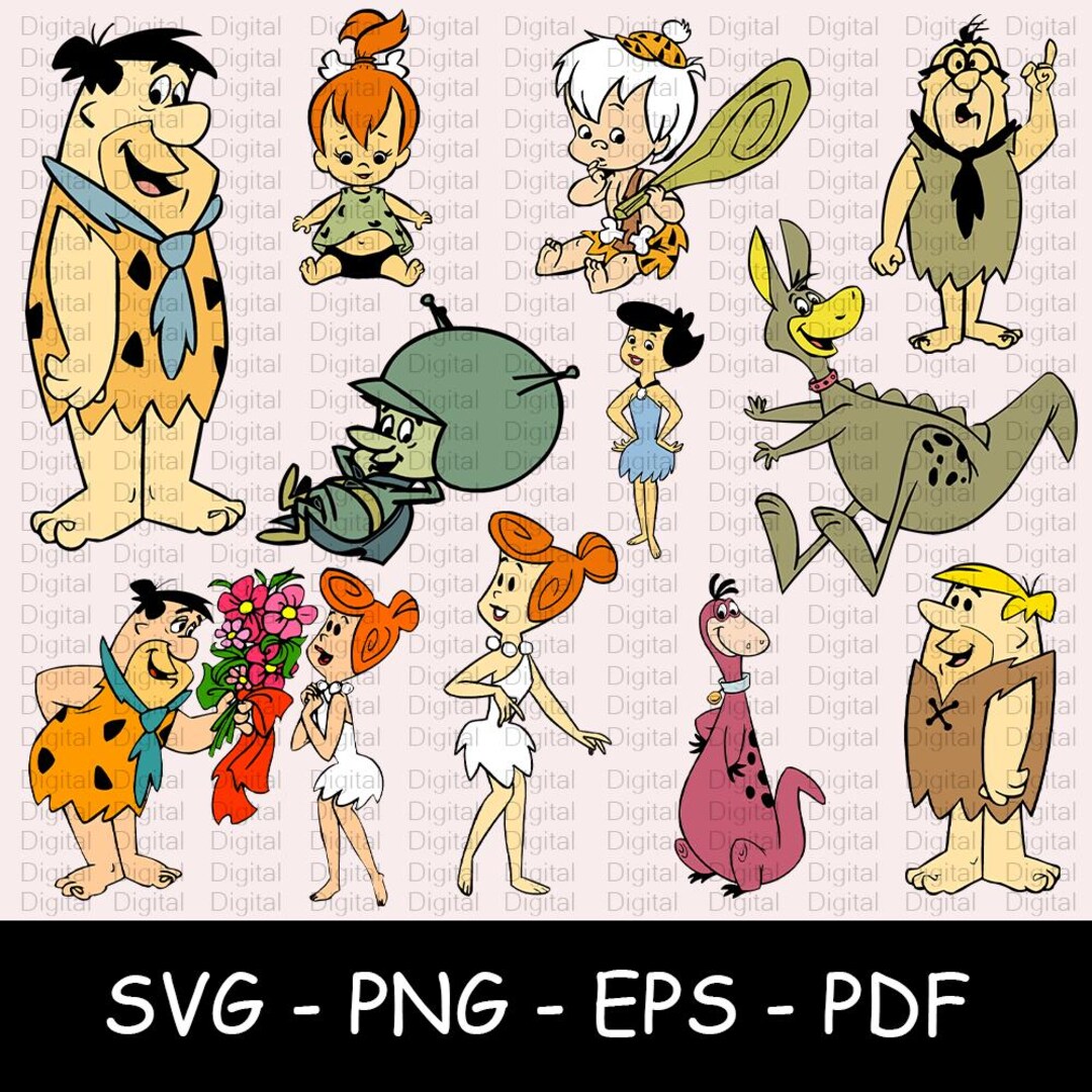 Flintstones SVG Bundle, Cartoon Characters Cut File (digital Download ...
