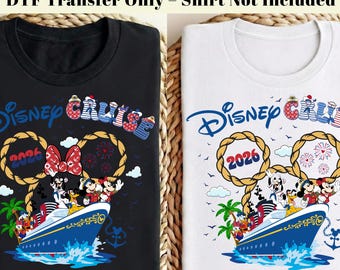 Transfer DTF na rejs Disney 2026, rodzinne wakacje na morzu z Myszką Miki i Przyjaciele, nadruk termotransferowy na koszulki gotowy do druku, rejs statkiem Disney 2026