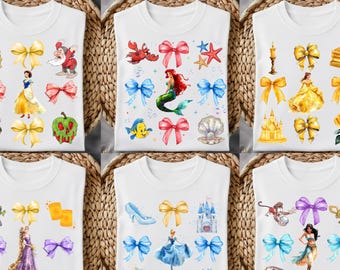 Transferencia DTF de Princesa Coqueta lista para planchar, transferencia térmica de princesas en acuarela para camisetas, calcomanías termoadhesivas, diseño de camiseta de cumpleaños DIY