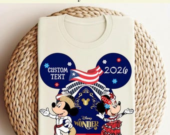 Spersonalizowany transfer DTF na Disney Wonder 2026, rejs z Myszką Miki i Minnie w Puerto Rico gotowy do druku, spersonalizowany transfer ciepła na rodzinne wakacje