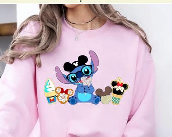 Przenoszenie przekąsek Disneya DTF, Myszka Miki z pączkiem gotowa do prasowania, Uroczy haft z okularami, Przenoszenie termiczne, Disney Foodie DIY, Prasowanie na koszulce