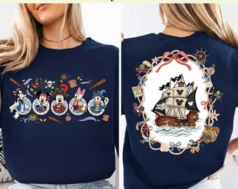 Disney Pirate Night Coquette DTF Transfer, Musse Pirat och Vänner Pirat Klar att Tryckas, Disney Familjekryssning 2026, Piratgrupp Design