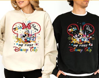 Första Disney-resan 2026 DTF-överföring, Musse Mimmi 1:a Disneyland, färdig att tryckas, anpassad mus för barn, Disney-familj DIY-strykning
