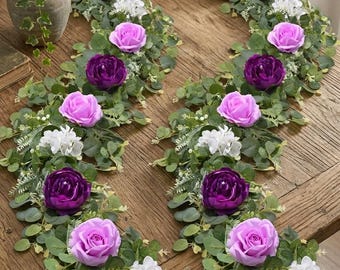 2 Pack 6FT Artificial Rose & Peony Garland | Silk Floral Vine with Eucalyptus