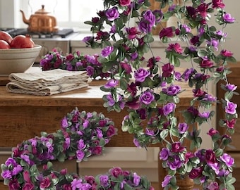 3 Pack 8FT Artificial Rose Flower Garland | Silk Floral Vine Décor