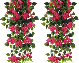 Artificial Hanging Bougainvillea Flowers - UV Resistant Faux Silk Vine Decor for Outdoor Indoor Use