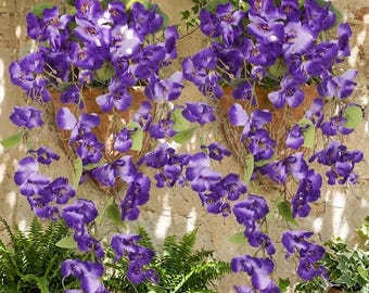 2 Pack Artificial Hibiscus Hanging Flowers | UV Resistant Faux Silk Vines