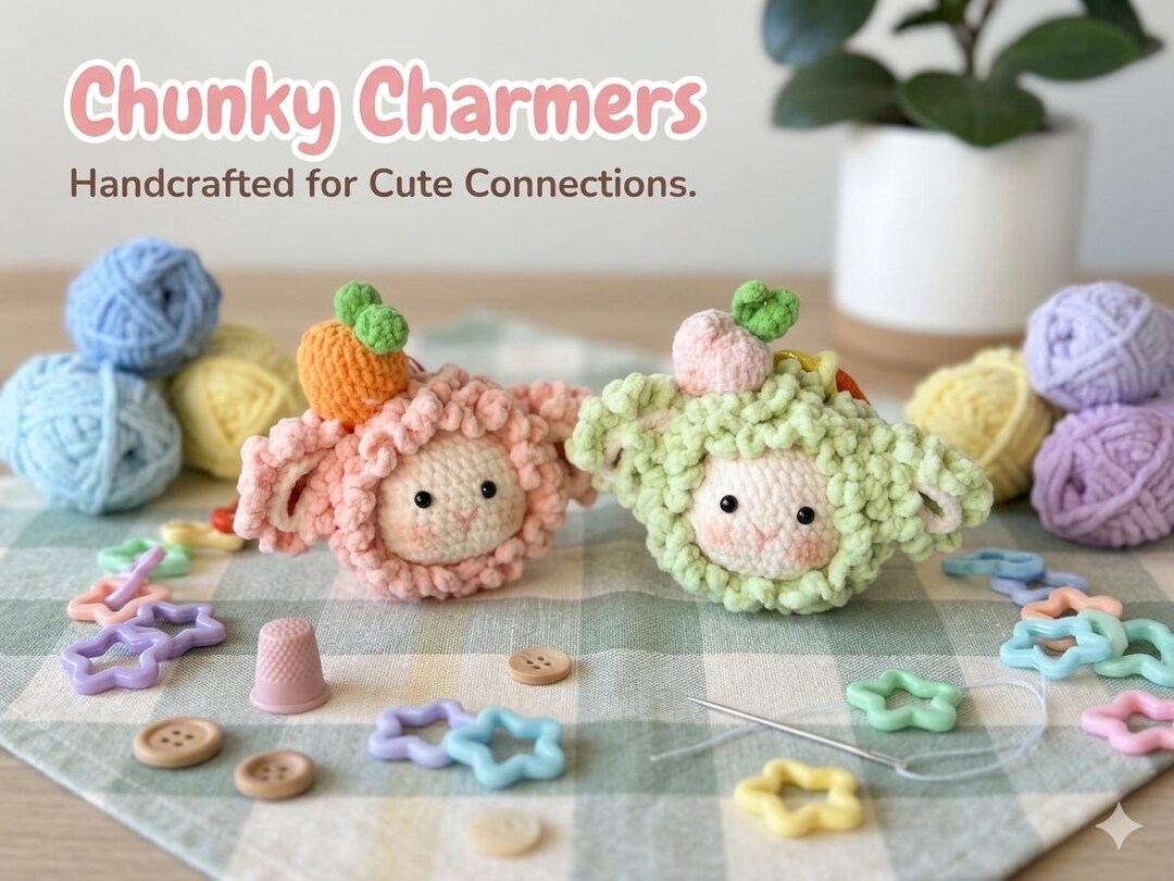 Handmade Pink Sheep Crochet Keychain, Plush Amigurumi Bag Accessory ...