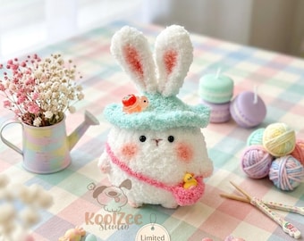 Conejito de peluche de ganchillo suave hecho a mano, juguete de conejo amigurumi kawaii, decoración cottagecore (edición limitada)
