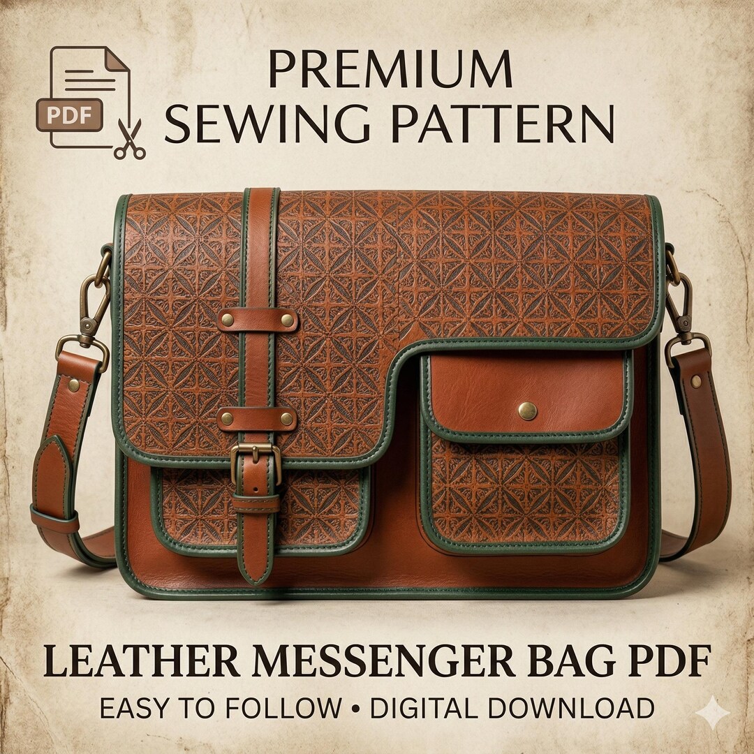 Leather Messenger Bag Sewing Pattern PDF, DIY Satchel Template for Men ...