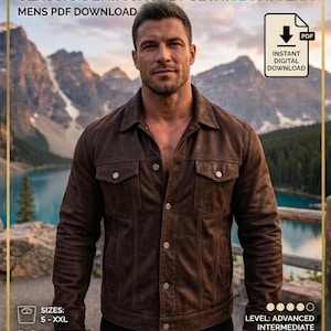 Herren Jeansjacke Schnittmuster PDF, klassische Jeansjacke Schnittmuster für Männer, Muskulös Fit Trucker Jacke Schnittmuster, Instant Download DIY