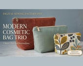 Modern Cosmetic Bag Sewing Pattern PDF - 3 Sizes Zipper Pouch Tutorial -Toiletry Bag Makeup Organizer Pattern -DIY Sewing Gift for Beginners