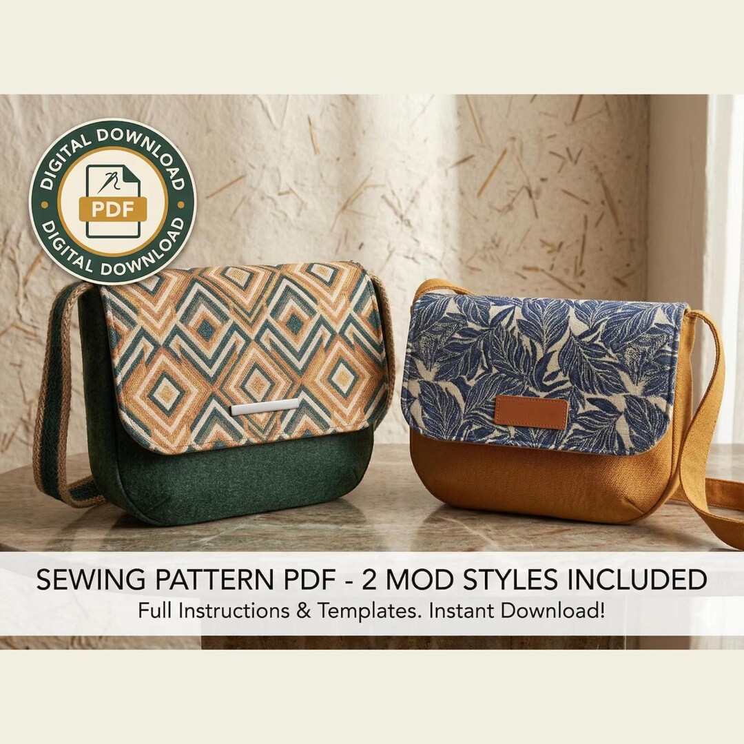 Messenger Bag Sewing Pattern PDF, Crossbody Bag Pattern With Flap,diy ...