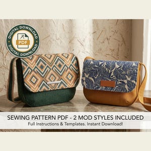 Messenger Bag Schnittmuster PDF, Crossbody Bag Pattern mit Klappe, DIY Schultertasche Tutorial, Moderne Handtasche Nähprojekt, digitaler Download